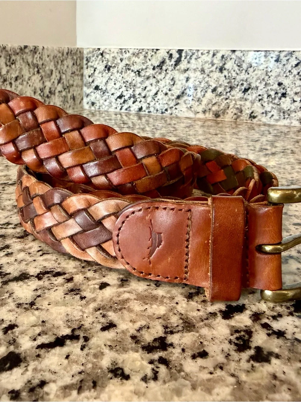 Tommy Bahama Woven Genuine Leather Belt Size XL 42-44 Brown